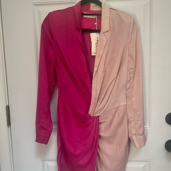 NWT Choosy pink 2 color mini blazer dress twist front size 2 - Picture 2 of 5